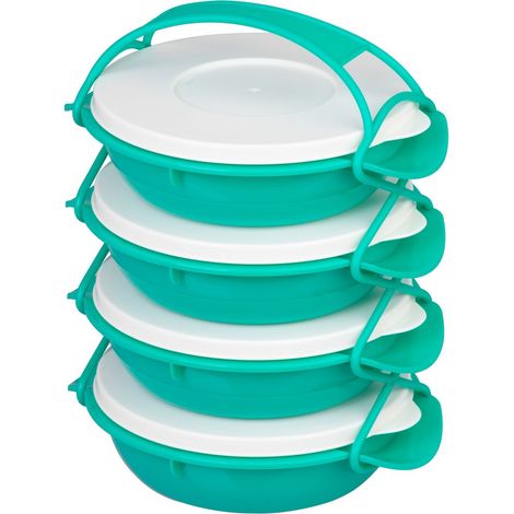 Lunchbox MagicHome, rund, 4-teilig, farbig, 4x 1000 ml, 22,4x20,5x29,5 cm (1/5)