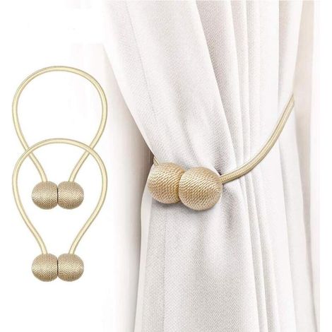 Embrasses magnétiques pour rideaux – Boucles sans Perçage, style exquis, petit et pratique, convient pour la maison, le bureau, la cuisine, l'Hôtel, rideau décoratif d'intérieur (lot de 2) (doré)-Fei (1/5)