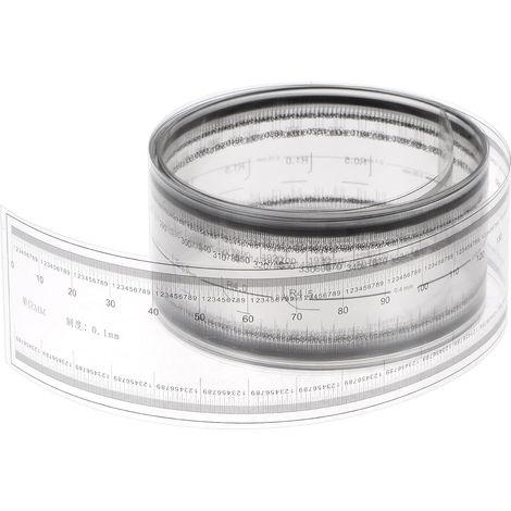 Film Flexible Règle 200cm 0.1mm Échelle avec R Angle & Largeur Lignes PET Plastique Pliable Droit Règle Calibration Doux Règle Mesurer Outil pour Usine, Transparent (1/5)