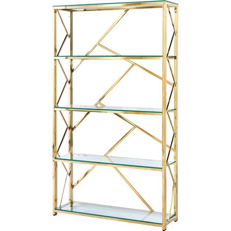 Bibliothèque GEOMAG 4 étagères Gold 100x30x180 cm (1/3)