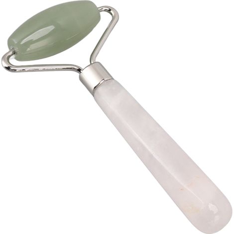 Rouleau de jade artisanal pour raffermir la peau, finement poli et réduire les poches. Rouleau de massage facial pour le visage. Soin de la peau. (1/5)