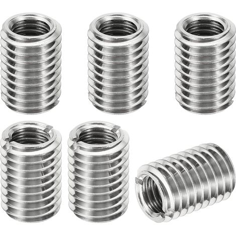 Filetage Adaptateurs Manchon Réduction Écrou Insert Fileté, 6 pcs M142 Mâle Vers M101.5 Femelle Réparation Insérer Écrou Vis Réducteur Conversion Inox Acier Fixation 20mm (1/5)