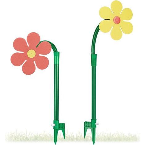 2 Gartenblumensprenger, 360°-Drehung, automatische Bewässerung, verspieltes rot/gelbes Design, ideal für Kinder und den Außenbereich (1/5)