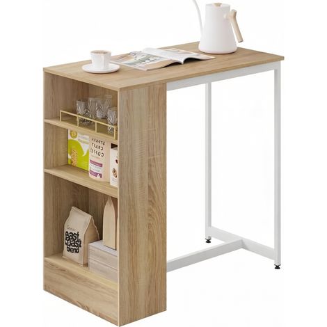 GagaTable bar industrielle blanc chêne clair 91x49x91 cm (1/5)
