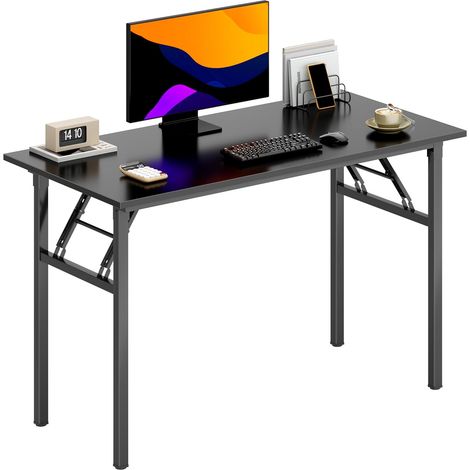 Soges Petite Table Pliante、Bureau d'angle pour Bureau à Domicile,100x60x75cm,Noir (1/5)