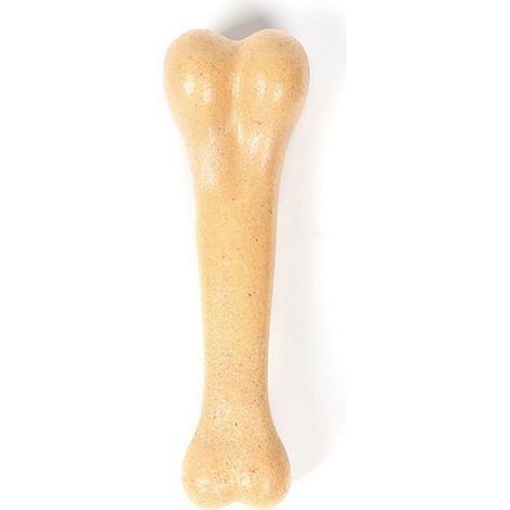 Jouet à mâcher en forme d'os, parfum bœuf, résistant aux déchirures, durable, simulation, interactif, jaune (1/4)