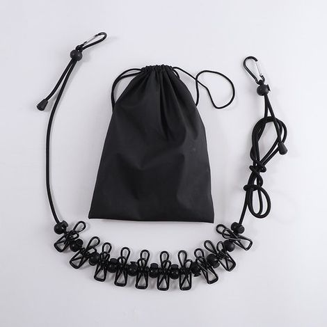Étendoir à linge de voyage rétractable et portable, avec 12 pinces, pour étendre le linge à l'intérieur et en camping - noir - 1,8 m (1/3)