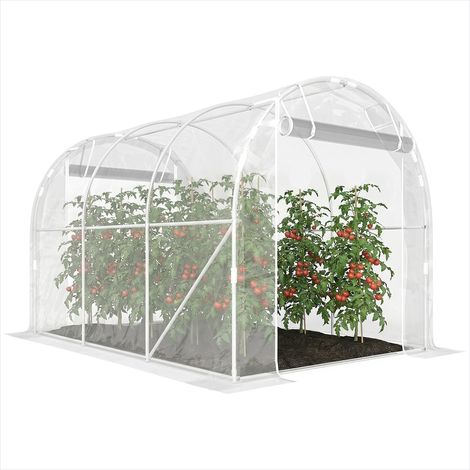 Serre de jardin tunnel 6 m² 195 x 295 x 195 cm acier galvanisé (1/5)