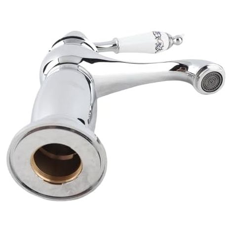 Mitigeur laiton vintage porcelaine bleu blanc – Robinet évier rétro eau chaude froide – Polyvalent cuisine salle de bains-Argenté