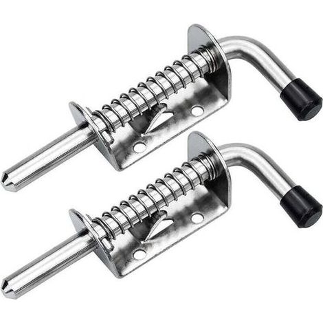 Lot de 2 loquets à ressort en inox 128mm – Verrou de porte pour garage et jardin – Résistance à la corrosion – Installation rapide (1/4)