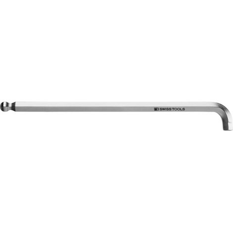 PB Swiss Tools Clé mâle coudée 6 pans 90°– 100° longue, avec tête sphérique et tige courte chromé, Hexagonal: 10 mm