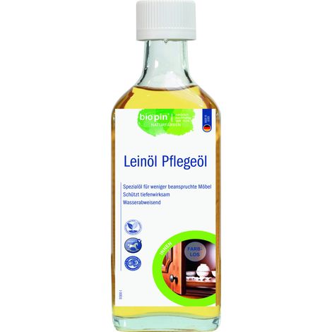 Biopin Naturfarben Leinöl Pflegeöl 250 ml farblos Holzschutzmittel