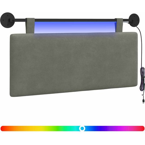 Testiera sospesa Con luce LED Grigio Chiaro Tessuto in Cords vidaXL