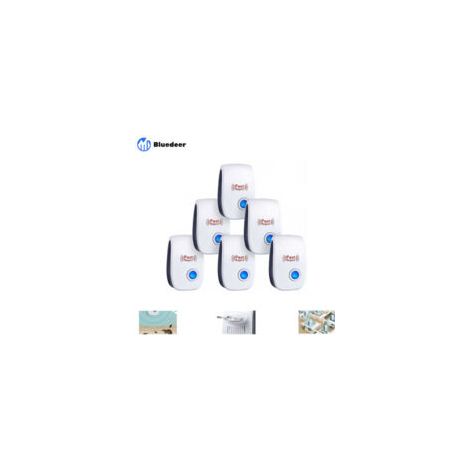 Bluedeer – Set de 6 repelentes ultrasónicos – Repele ratones, ratas, cucarachas, hormigas y arañas – Tecnología ultrasónica para uso en interiores – Crezuo