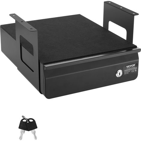 Tiroir Coulissant sous Bureau, 365x335x185 mm, Tiroir Organisateur de Rangement de Bureau Caché Verrouillable, Capacité de Charge 5 kg, pour Maison sous Table, Poste de Travail Assis-debout (1/5)
