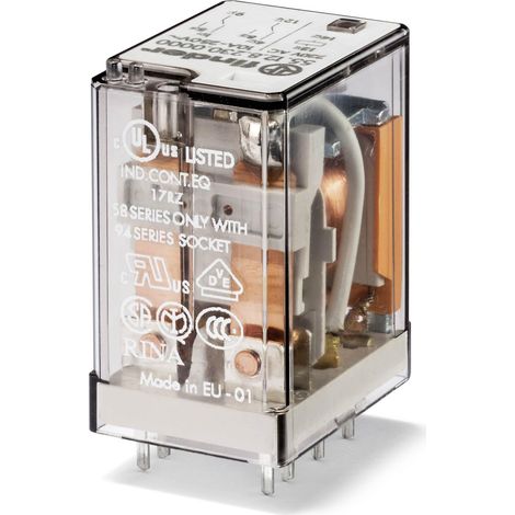 Relais industriel 2RT 10A 24V DC AgNi lavable FINDER 551290240001