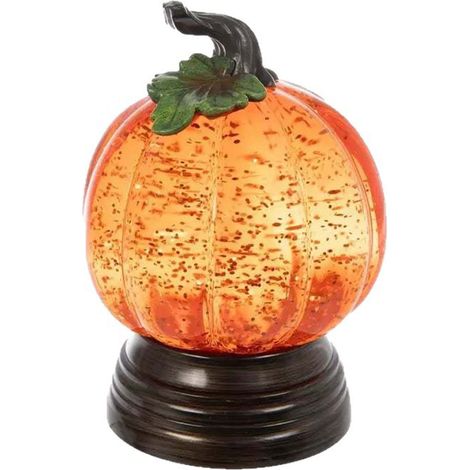 Beleuchtete Halloween-Kürbis-Schneekugel mit Glitzer, stimmungsvolle Herbstdekoration für den Kamin, festlicher Tischschmuck, Dekoration für drinnen und draußen bei Herbstfesten (1/5)