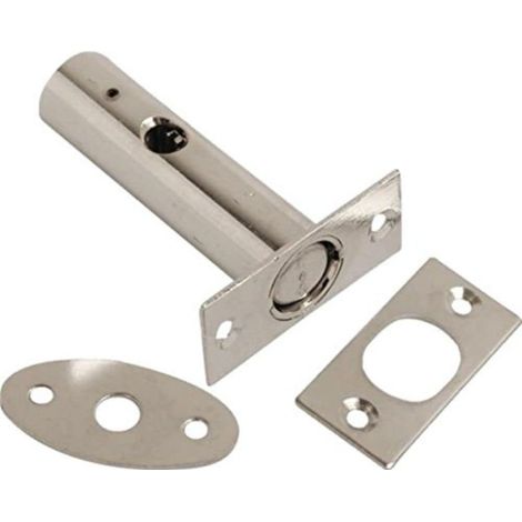 Serrure de porte avec clé Satin Chromé, Blanc, 63 mm (1/3)