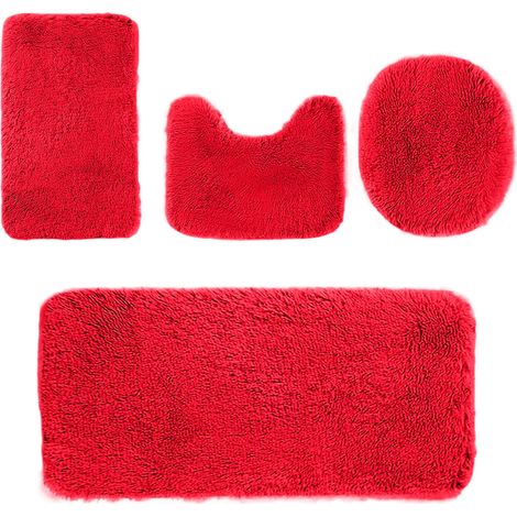 Juego de 4 alfombrillas de baño, de espuma viscoelástica, antideslizantes, absorbentes, lavables a máquina, para inodoro y suelo. (1/5)