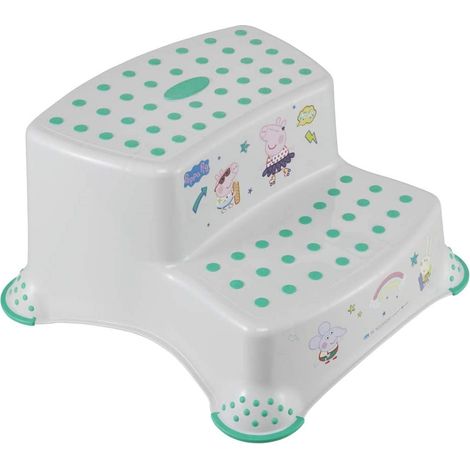 Peppa Pig - Taburete / alzador 2 niveles para niños a partir de 3 a 14 años aprox, función antideslizante, color blanco (1/5)