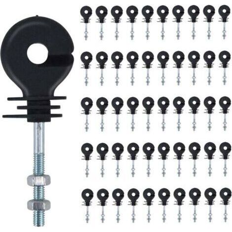Isolateurs à Visser,50 Pièces isolateur Cloture Electrique Clous d'isolation de clôture électronique Isolateur de Poteau de clôture,Accessoires de clôture électronique,pour Poteau en Bois (1/4)
