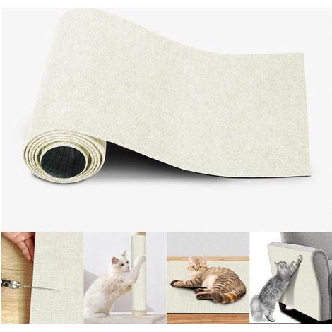 Tapis griffoir autocollant pour chat, tapis de protection anti-griffures pour canapés, meubles, portes, murs, 30 x 100 cm (beige) (1/5)