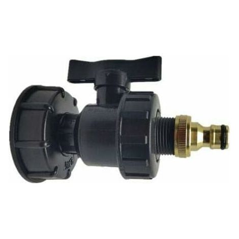 Adaptateur IBC, raccords de réservoir IBC S60X6 - Kits de raccords d'eau de sortie de tuyau barbelé (S60 x 6 + vanne + raccord 3/4 ") (1/3)
