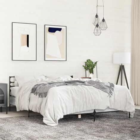 Estructura cama madera ingeniería metal gris Sonoma 135x190 cm vidaXL (1/5)