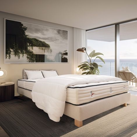 Matelas Patriote, 27cm, Ressorts Ensachés, mousse haute densité , Indépendance du Couchage, Soutien ferme + Oreiller + Couette, 160x200cm (1/5)