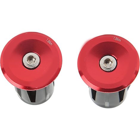 Bouchon de Guidon Aluminium Léger 2 pièces pour VTT, Vélo Route, Rouge - Antivol (1/5)