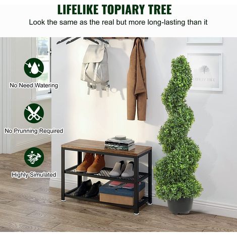 2 Arbustes Artificiels Bouleau统一造型 90 cm Hauts Plantes Faux Sas Vertes Extérieur Intérieur Jardin Feuillage Remplaçable Pot Inclus (1/5)