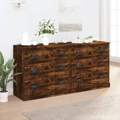 Sideboards 2 Stk. Räuchereiche Holzwerkstoff