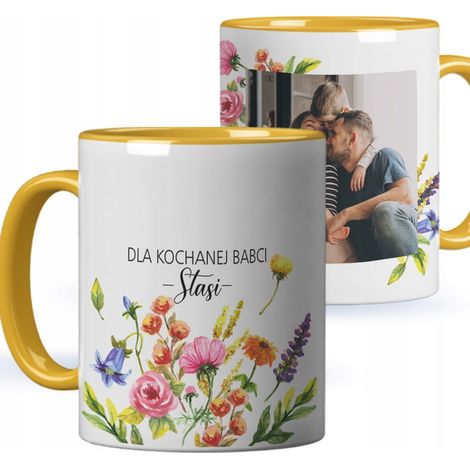 Tasse als Geschenk zum Großelterntag mit Namen und Foto, wunderschöne Farben