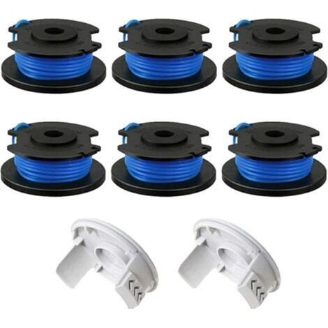 Bobine de Fil de Rechange pour débroussailleuse Ryobi One+ AC14RL3A 18 V, 24 V, 40 V, Bobine de Rechange pour Coupe-Bordure de Ligne 1.65 mm, 11ft pour débroussailleuse (6 Spool + 2 Cap) (1/5)