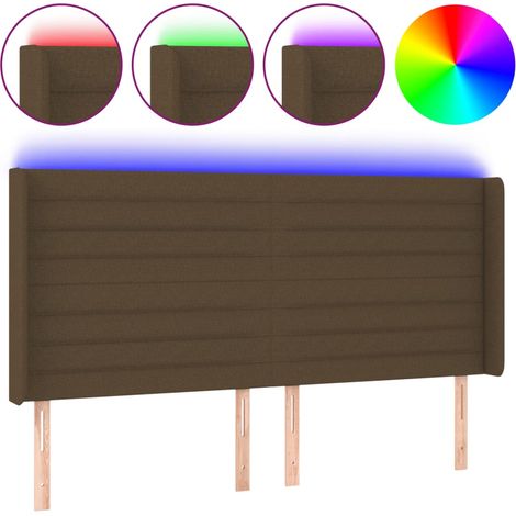 Maison Exclusive - Testiera a LED Marrone Scuro 203x16x118/128 cm in Tessuto