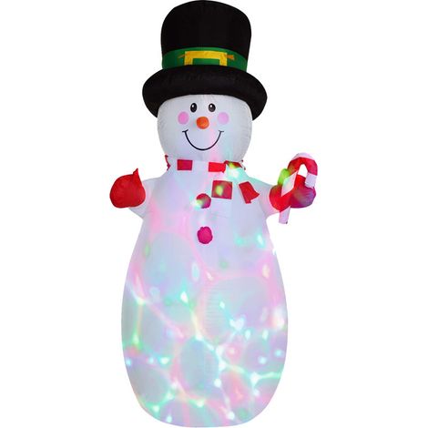 Muñeco de nieve inflable navideño de 180 cm con luces LED giratorias de colores, decoración navideña inflable para exteriores con guirnalda para jardín, césped y fiestas navideñas. (1/4)