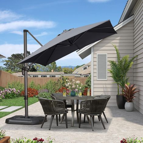 Purple Leaf – Parasol déporté en aluminium 2,5 × 2,5 m carré – Tissu polyester 240 g/m² – Protection UV UPF 50+ – Rotation 360° – Inclinaison 5 positions