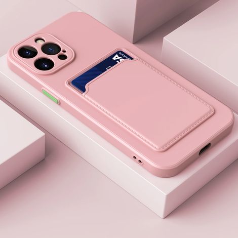 (iPhone 11 rose 6,1 pouces) Étui de téléphone élégant de style portefeuille avec fente pour carte, fabriqué en matériau TPU souple. (1/5)