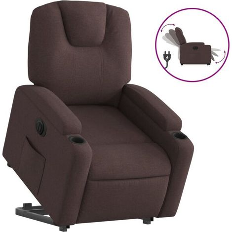 Fauteuil inclinable électrique en tissu marron foncé (1/5)