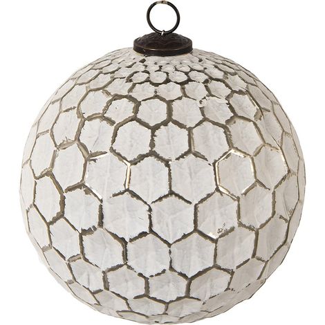 Boule de Noël XL Ø 20 cm en Verre Blanc et Argenté Décoration de Style Rustique - PANGIVO (1/4)