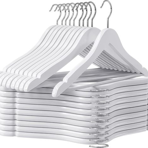 Cintre Bois - Pivotant Avec Encoches Pour Robes Et Chemises - Antidérapant - Lot De 20 (1/5)