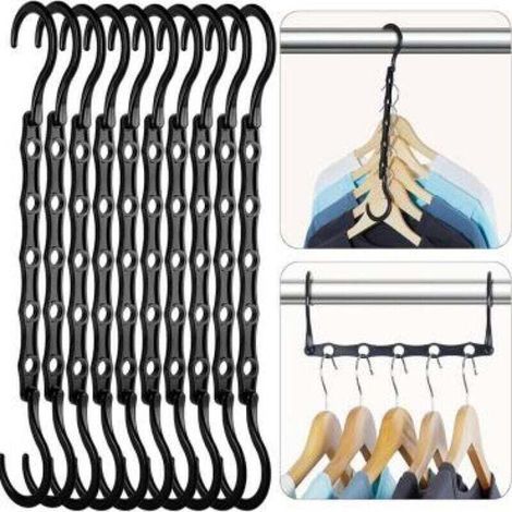 Lot de 20 cintres Magiques Robustes Noirs pour organiseurs de placards et Rangement pour vêtements Lourds, dortoir, Chambre à Coucher, Maison, Camping-Car, Voiture (1/4)