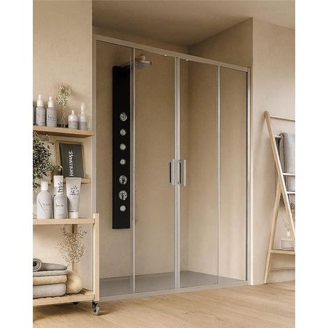 Box doccia 180 nicchia Marsiglia due ante scorrevoli reversibile H 195 cromo (1/5)