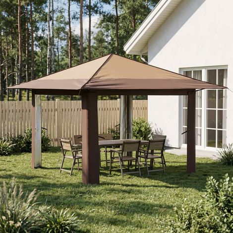 vidaXL Gazebo without Sidewall 3.3 x 3.3 m Beige and Brown (1/5)