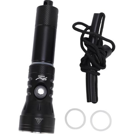 IPX8 Aluminum Alloy Diving Flashlight, Rainproof, 2000LM, 5 Modes, 100M, Underwater Diving Torch with Power Indicator for Snorkeling (1/5)