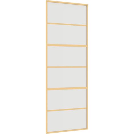 Porte coulissante，Porte intérieure，Porte d'entrée doré 76x205 cm verre ESG dépoli et aluminium CFW80441 (1/5)