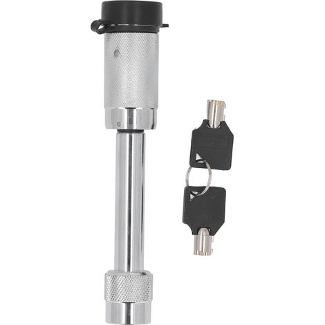 Candado de enganche con llaves, 5/8" de diámetro, 3" de longitud, para camión, coche o barco, pasador de enganche Clase III/IV, receptor de 2"/2-1/2", TYTCS75C (plateado) (1/5)