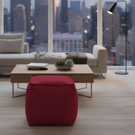 Dmora - Puff Dabbey, Puf multifunción, 100% Made in Italy, Sillón relax en tela tapizada, 45x45h45cm, Rojo (1/4)