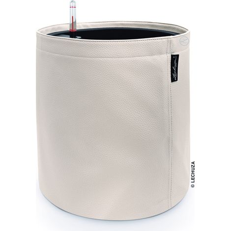 LECHUZA® Pflanzgefäße TRENDCOVER Kunstleder 32 Creme beige All-in-One