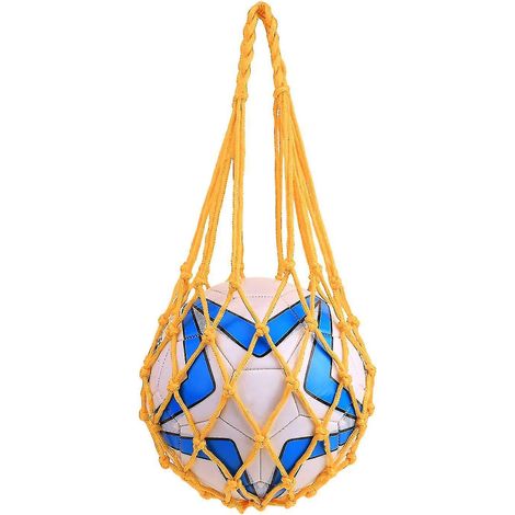 Ballnetztasche mit separaten Fächern für Fußball, Basketball, Volleyball und Fußball, mit Schultergurt – Gelb (1/3)